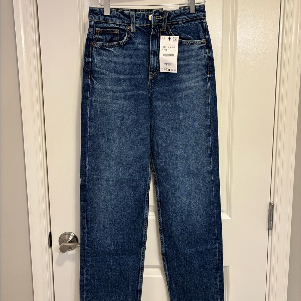 NWT Zara TRF Mom Fit High Waisted Blue Jeans (Zara EU) (EU 36 / US 4)